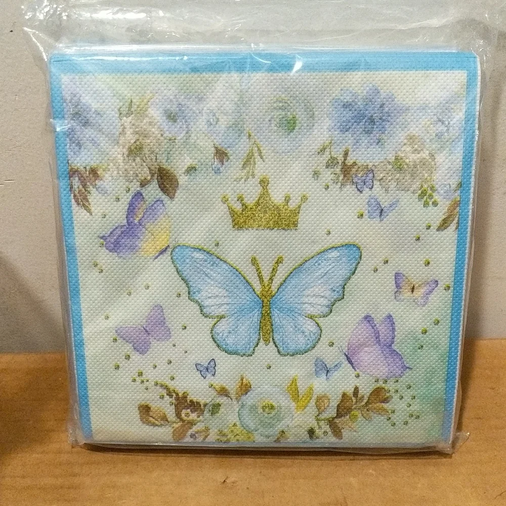 Blue Butterfly and Floral Party Napkins 40 Count